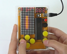 DIY Kit Game Toy Creative Electronics Experiment Kit MCU Computer Game Machine with Protective Shell for Snake/Plane/Racing