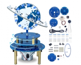 Soldering Practice Kit, DIY Globe Planetary Motion Kit DIY Rotating Universe Model Music Switch Brightness Adjustable for STEM Education Learning